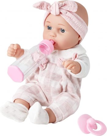12” Baby Doll in Gift Box with Pink Cloths, Pacifier, 13”x13” Microfabric... 12” Baby Doll in Gift Box with Pink Cloths, Pacifier, 13”x13” Microfabric...