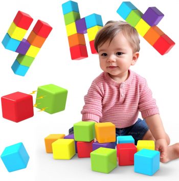 Magnetic Building Blocks Large, 1.65 inch Magnetic Stacking Cubes for Toddlers, Sensory &... Magnetic Building Blocks Large, 1.65 inch Magnetic Stacking Cubes for Toddlers, Sensory &...
