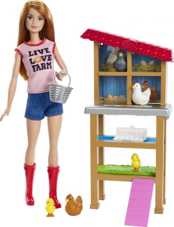 Barbie Careers Playset, Chicken Farmer Set with Fashion Doll with Red Hair & Boots, Henhouse, Chickens & Accessories (Amazon Exclusive) Barbie Careers Playset, Chicken Farmer Set with Fashion Doll with Red Hair & Boots, Henhouse, Chickens & Accessories (Amazon Exclusive)