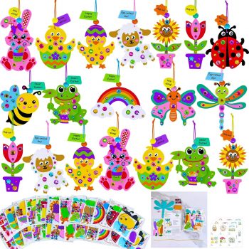 Winlyn 24 Sets Spring Craft Kits Easter Crafts DIY Spring Bug Flower Rainbow Bunny Lamb Chick Ornaments Decorations Spring Arts and Crafts for Kids Easter Spring Classroom Art Activities Party Favors Winlyn 24 Sets Spring Craft Kits Easter Crafts DIY Spring Bug Flower Rainbow Bunny Lamb Chick Ornaments Decorations Spring Arts and Crafts for Kids Easter Spring Classroom Art Activities Party Favors