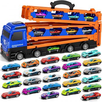 iHaHa 78 inches Transport Truck with 24pcs Die-Cast Cars Toys, Cars Toddler Toys Gifts for 2 3 4 5 6 7 Years Old Boys Girls Kids, Boys Toys Age 3-5 4-7 iHaHa 78 inches Transport Truck with 24pcs Die-Cast Cars Toys, Cars Toddler Toys Gifts for 2 3 4 5 6 7 Years Old Boys Girls Kids, Boys Toys Age 3-5 4-7