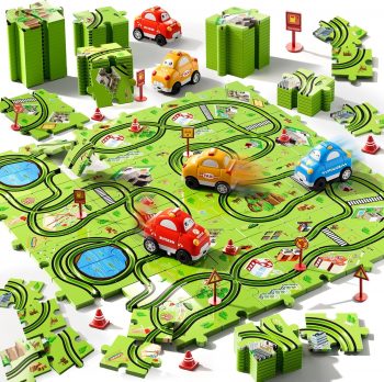 64 Pc Puzzle Race Track Car Set Toys for Kids, Toddler Gifts for 3-5 Year Olds, Ideal... 64 Pc Puzzle Race Track Car Set Toys for Kids, Toddler Gifts for 3-5 Year Olds, Ideal...