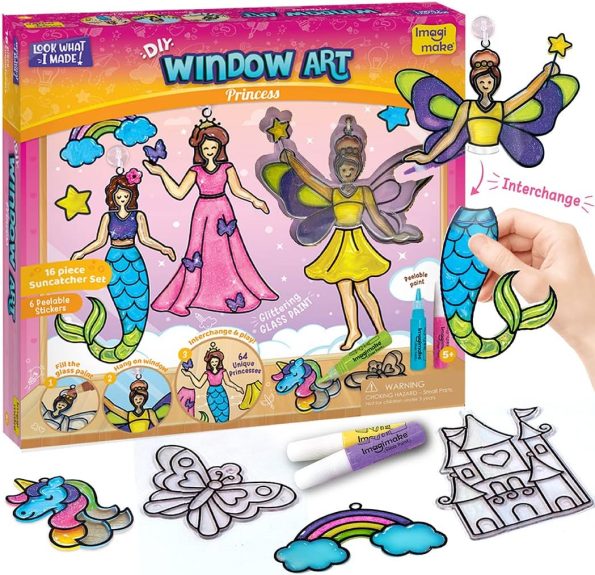 Imagimake Window Art Princess | Suncatcher Kit | Arts and Crafts for Kids Ages 8-12 | Girls Toys Age 6-8 | Unicorn Gifts for Girls Age 6-8 | 5 Year Old Girl Gift