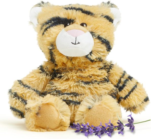 warmies Junior Microwavable & Weighted Stuffed Animals, Tiger – Heated Stuffed Animal Plushie for Warmth & Comfort – Cute Soft Plush Toys for Adults & Children (Boys, Girls, Babies & Toddlers)