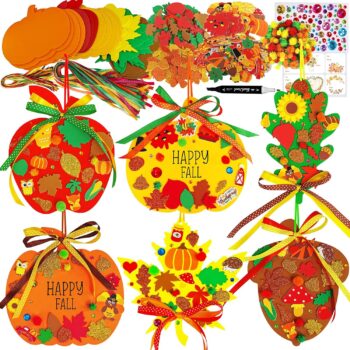 Winlyn 24 Sets Fall Crafts Kits DIY Thanksgiving Pumpkin Apple Acorn Autumn Leaf Ornaments...